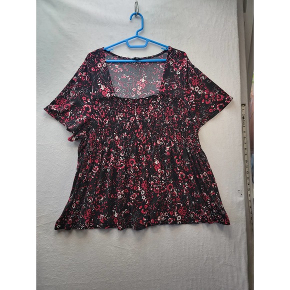 George Red And Black Peasant Top, Size 3X - Picture 1 of 6